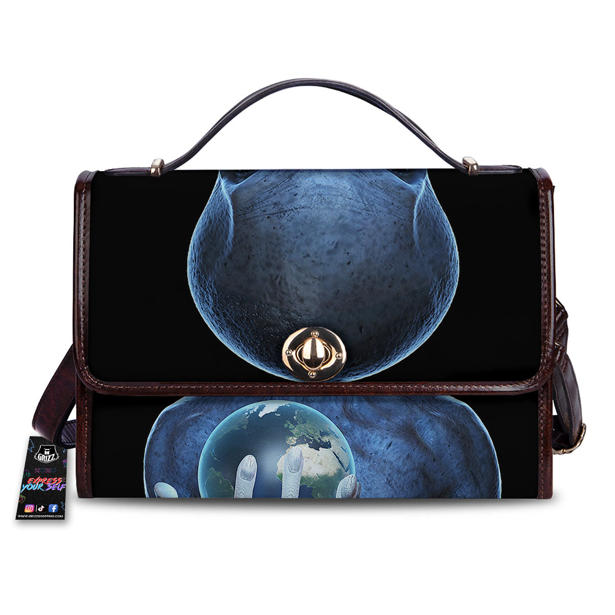 3D Scary Alien Grey Print Women's Satchel Bag