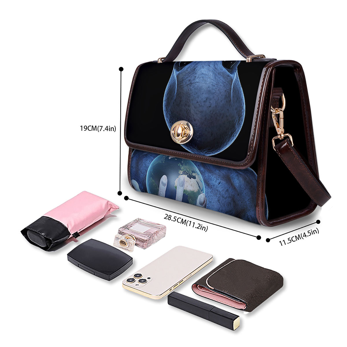 3D Scary Alien Grey Print Women's Satchel Bag