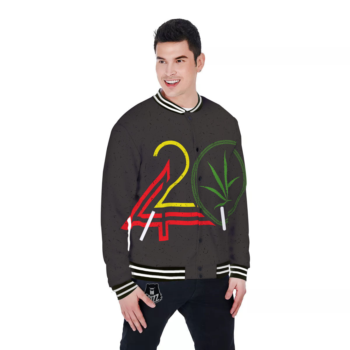 420 Rasta Print Baseball Jacket-grizzshop