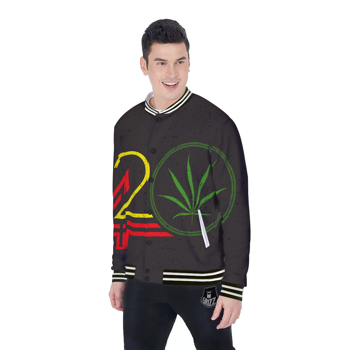 420 Rasta Print Baseball Jacket-grizzshop
