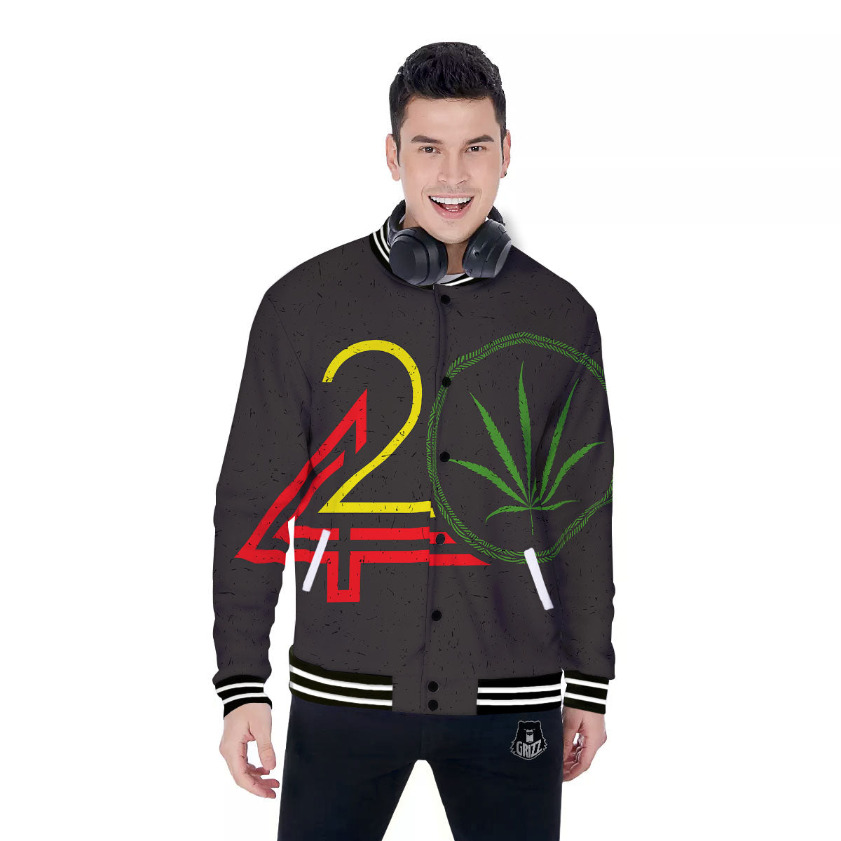 420 Rasta Print Baseball Jacket-grizzshop