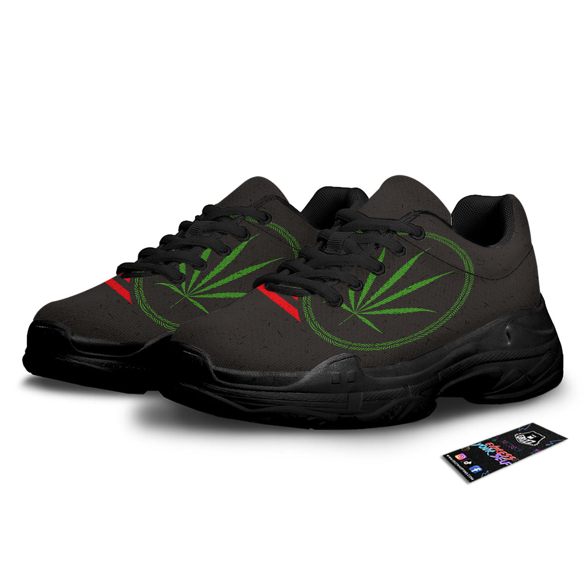 420 Rasta Print Black Chunky Shoes-grizzshop