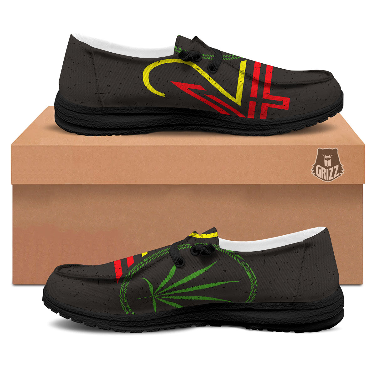 420 Rasta Print Black Loafers-grizzshop