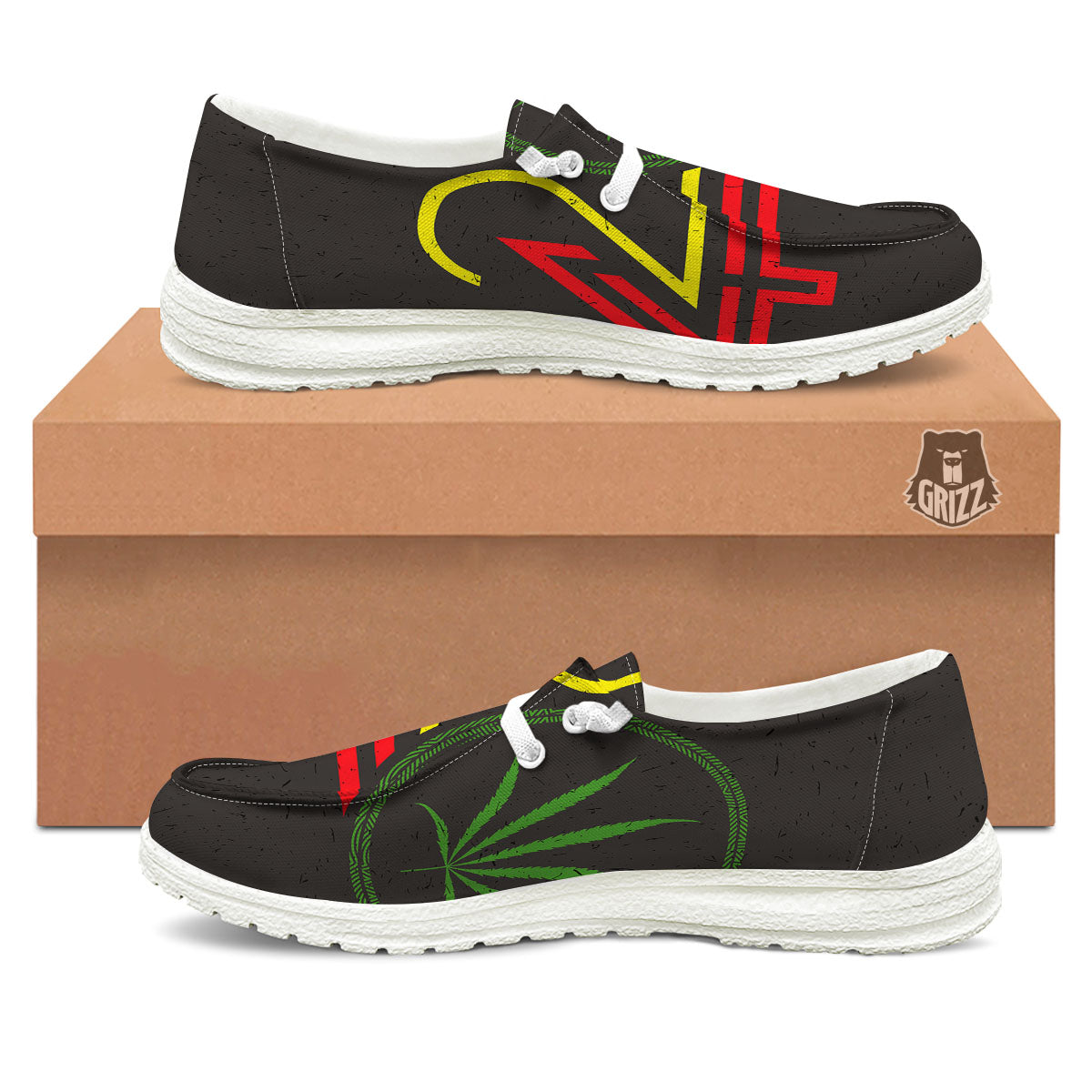 420 Rasta Print Black Loafers-grizzshop