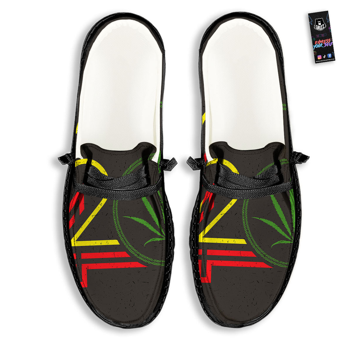 420 Rasta Print Black Loafers-grizzshop