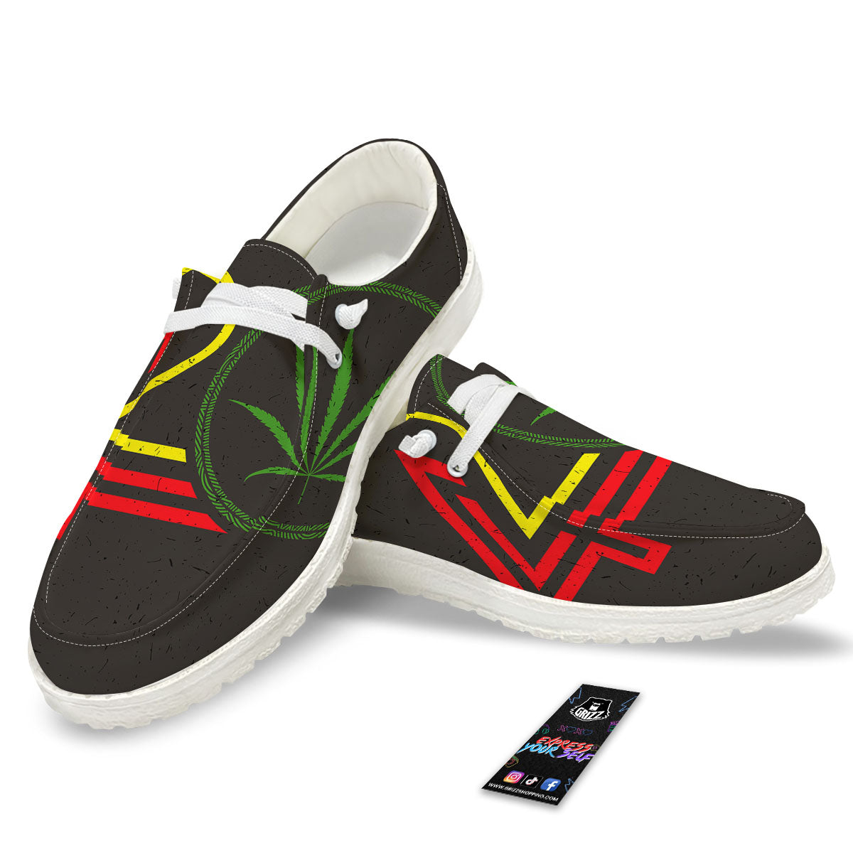 420 Rasta Print Black Loafers-grizzshop