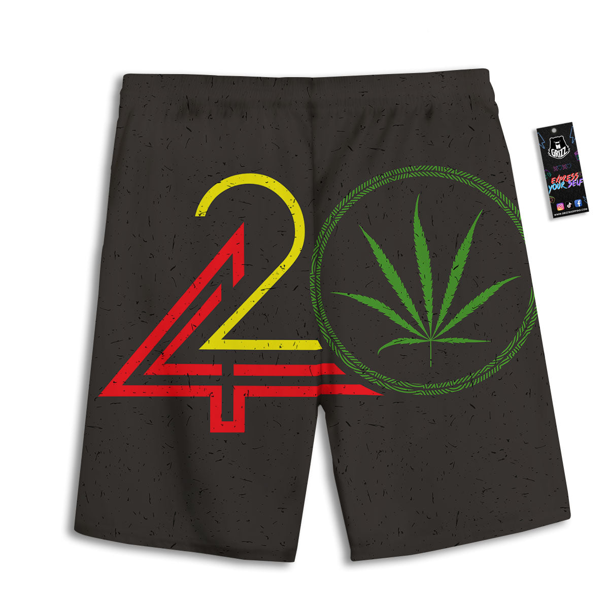420 Rasta Print Men's Athletic Shorts