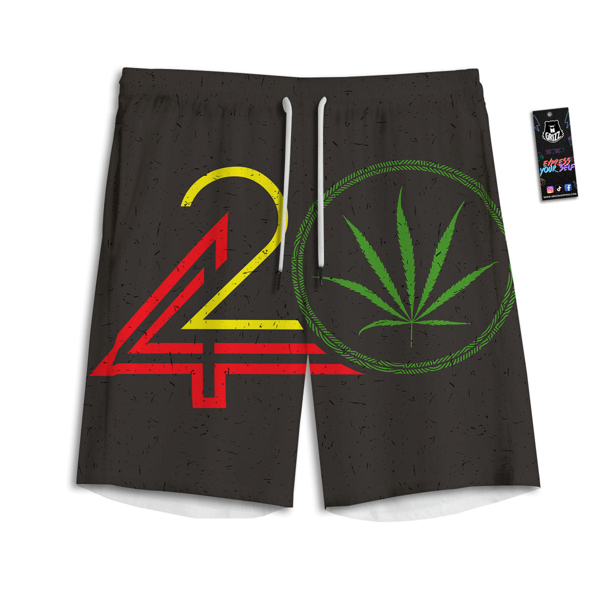 420 Rasta Print Men's Athletic Shorts
