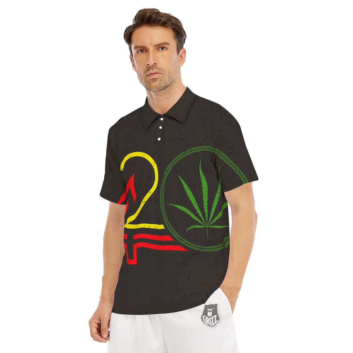 420 Rasta Print Men's Golf Shirts-grizzshop