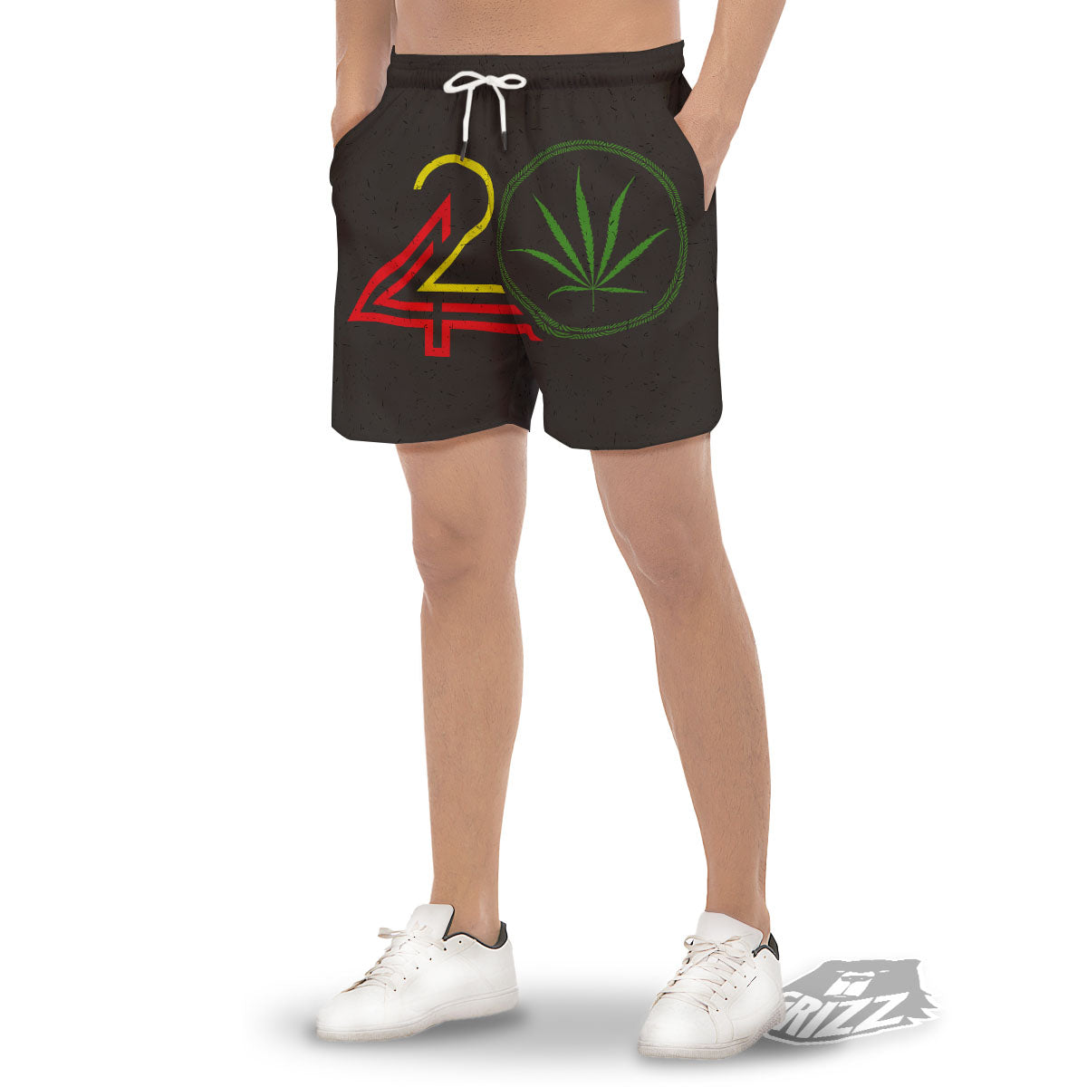 420 Rasta Print Men's Gym Shorts-grizzshop