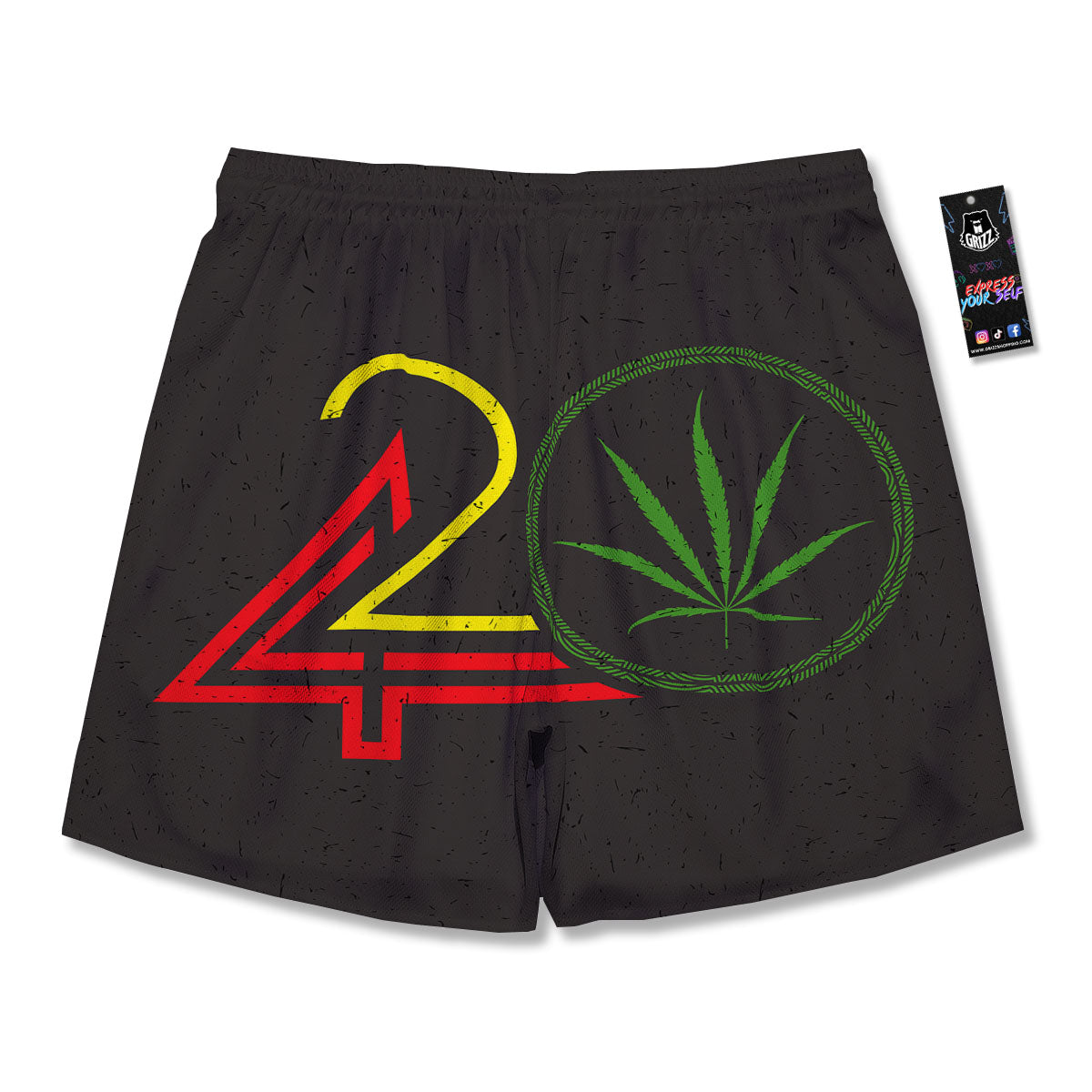 420 Rasta Print Men's Running Shorts-grizzshop