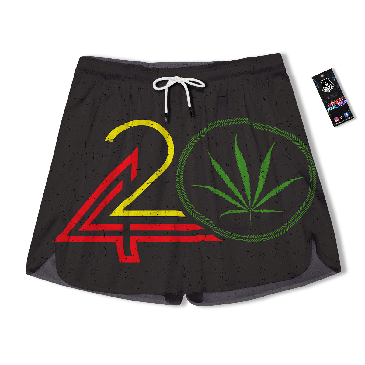 420 Rasta Print Men's Running Shorts-grizzshop