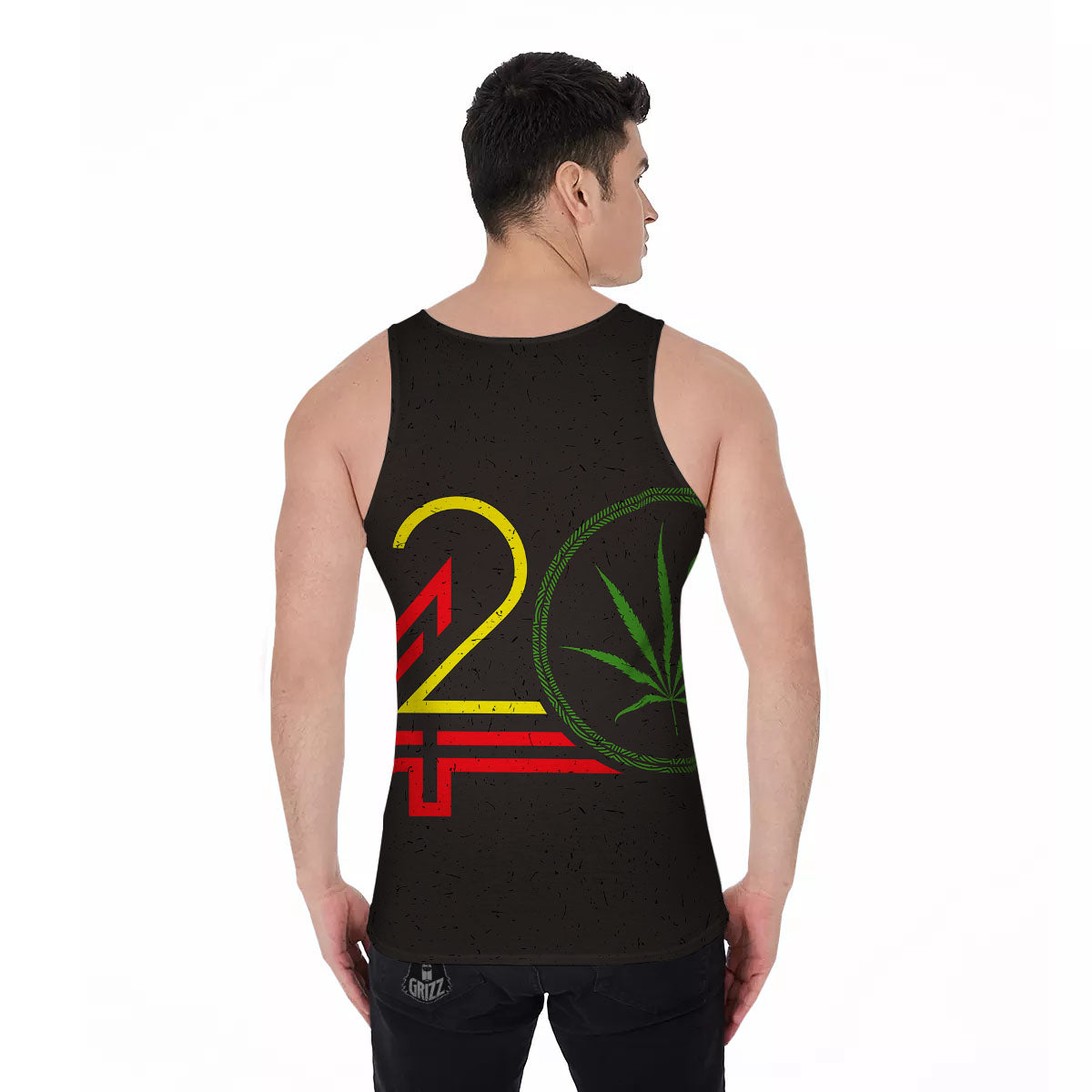 420 Rasta Print Men's Tank Top-grizzshop