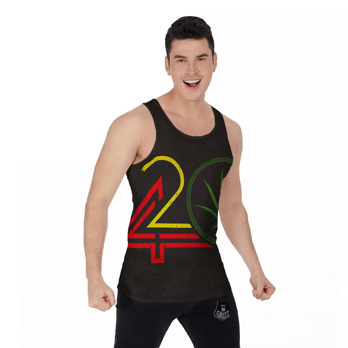 420 Rasta Print Men's Tank Top-grizzshop