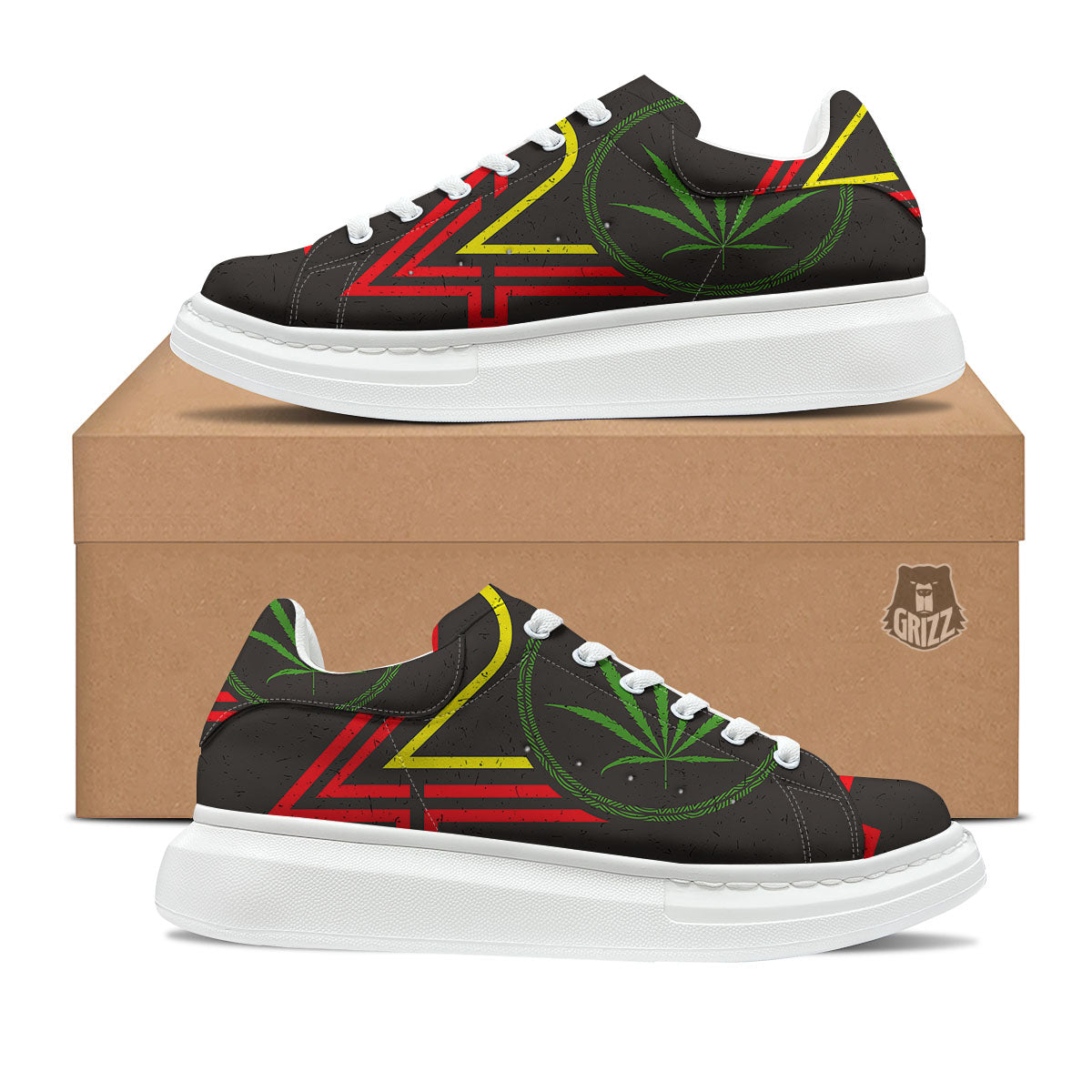 420 Rasta Print Platform Shoes-grizzshop