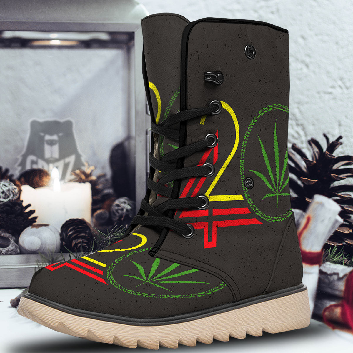 420 Rasta Print Snow Boots-grizzshop