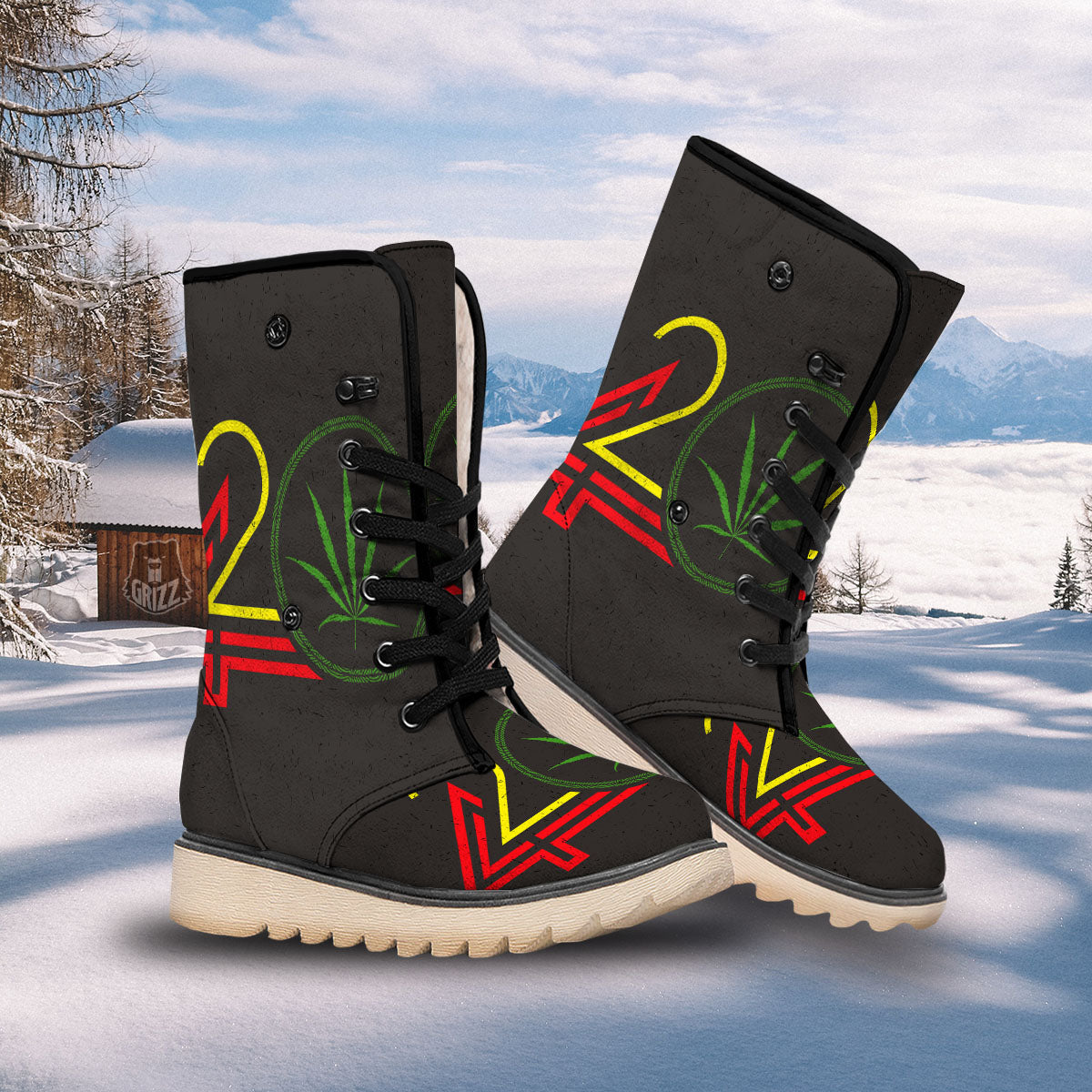 420 Rasta Print Snow Boots-grizzshop