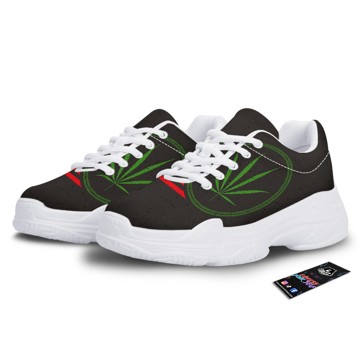 420 Rasta Print White Chunky Shoes-grizzshop