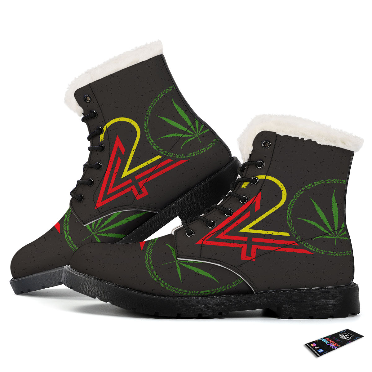 420 Rasta Print Winter Boots-grizzshop