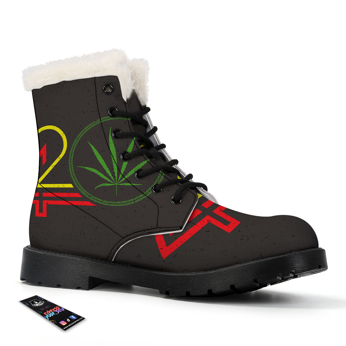420 Rasta Print Winter Boots-grizzshop