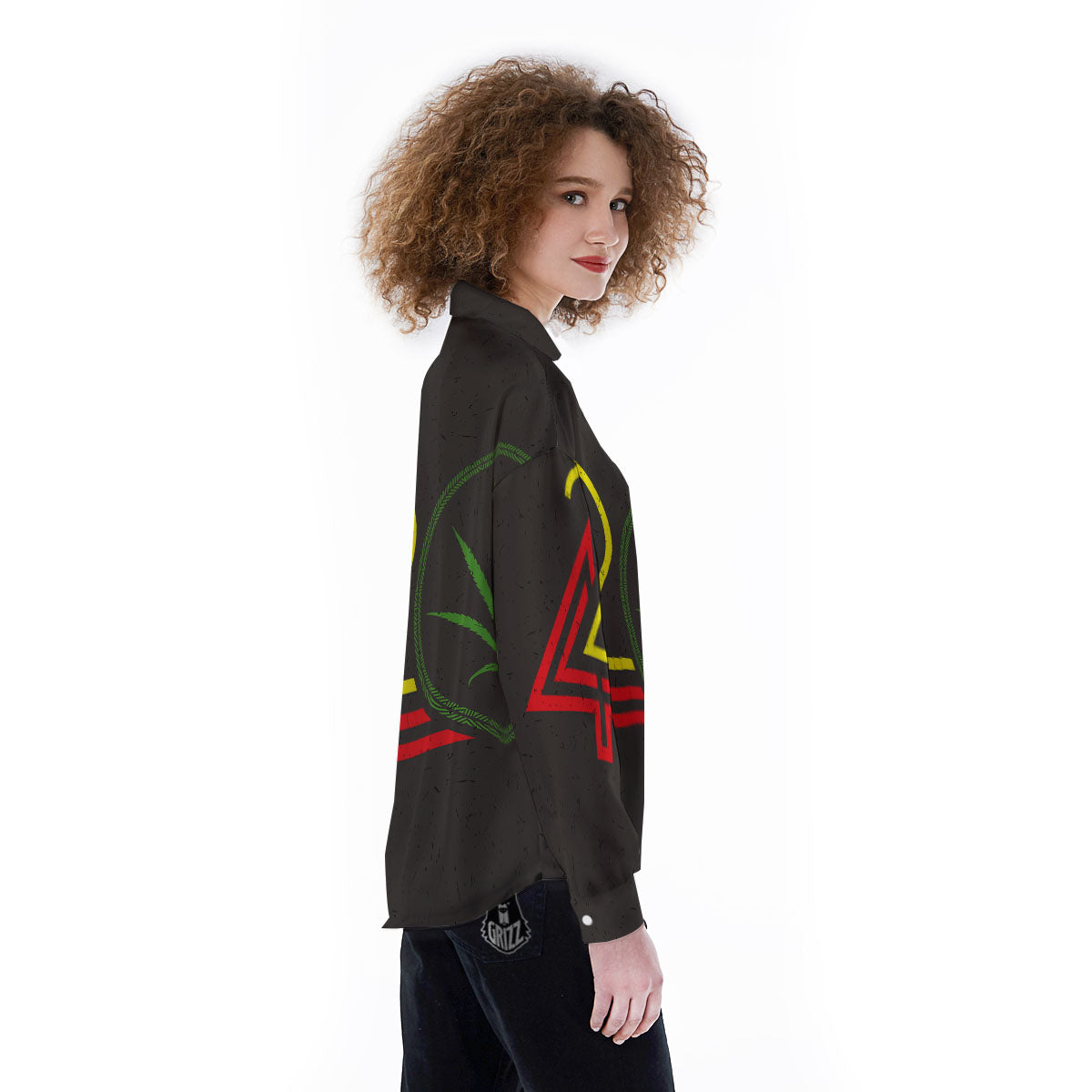 420 Rasta Print Women's Long Sleeve Shirts-grizzshop