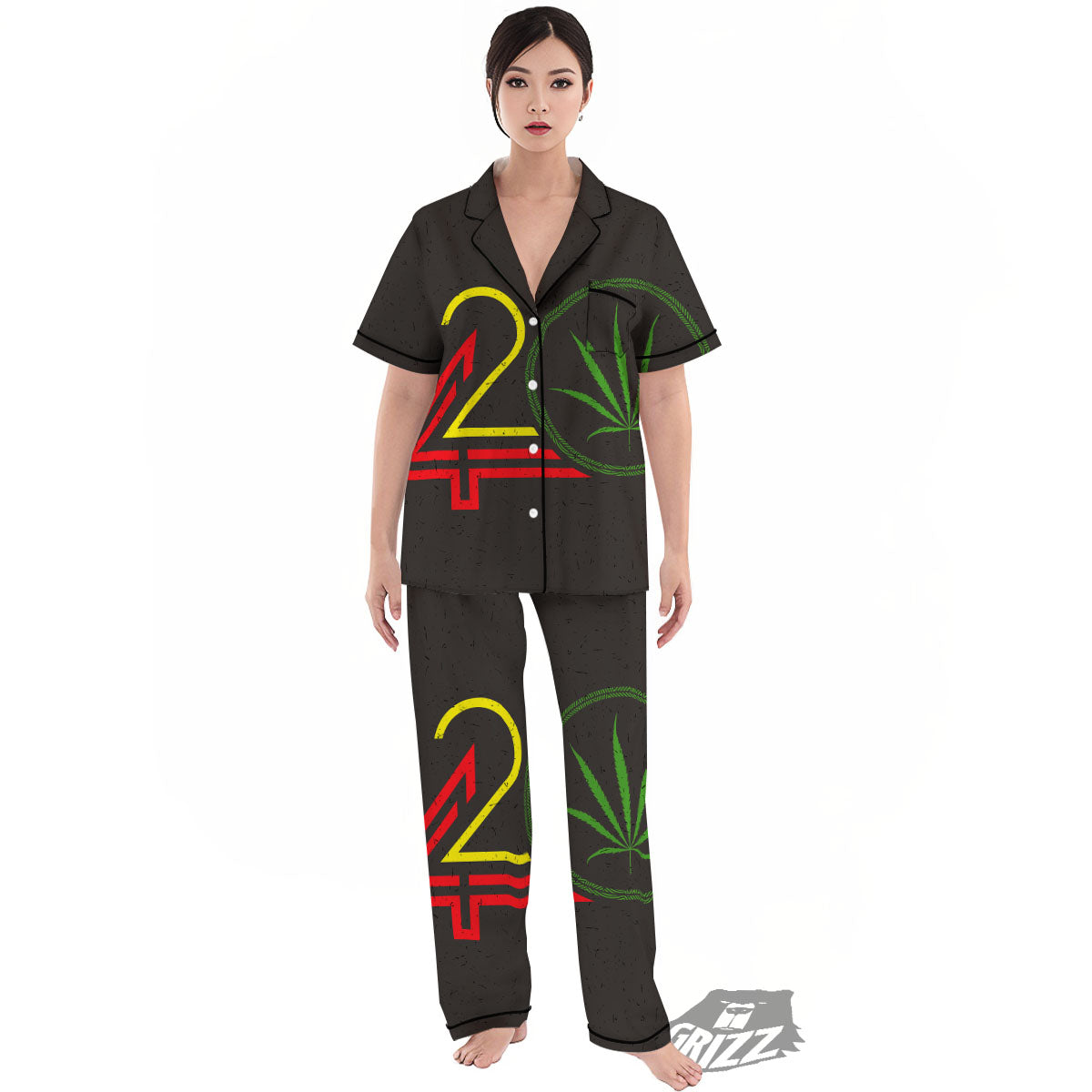 420 Rasta Print Women's Pajamas Set-grizzshop