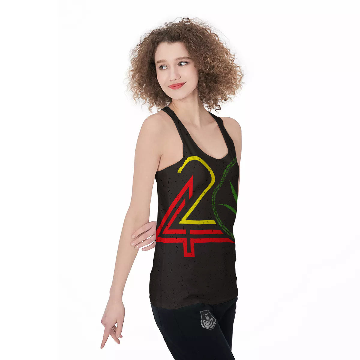 420 Rasta Print Women's Racerback Tank Top-grizzshop