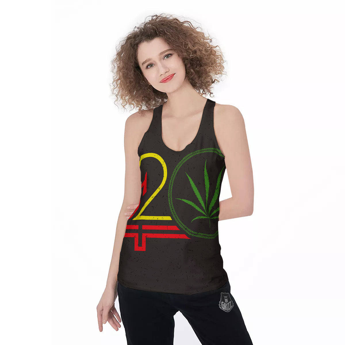 420 Rasta Print Women's Racerback Tank Top-grizzshop
