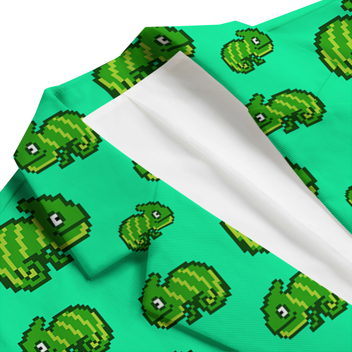 8 Bit Pixel Green Chameleons Print Pattern Men's Blazer-grizzshop