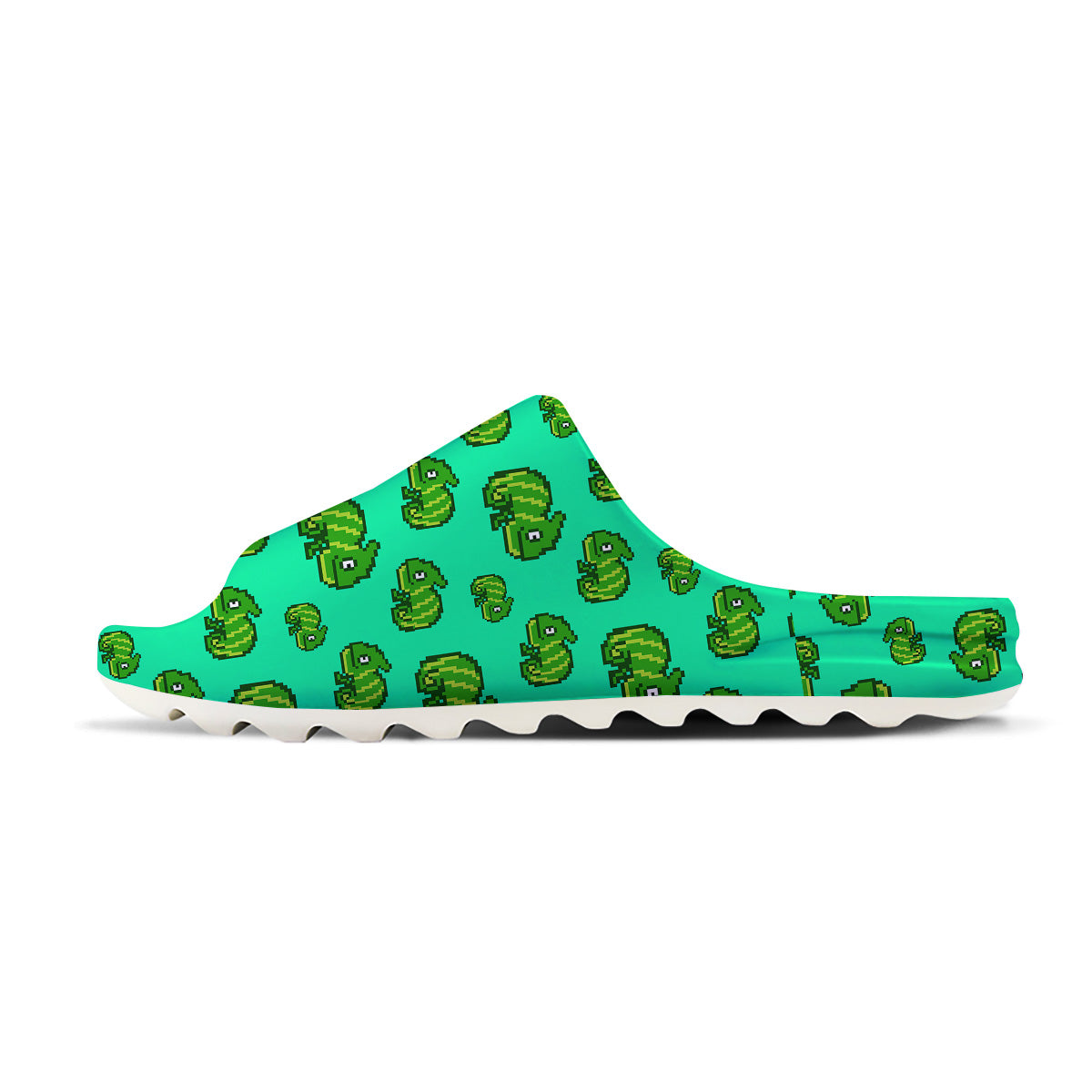 8 Bit Pixel Green Chameleons Print Pattern Sandals-grizzshop
