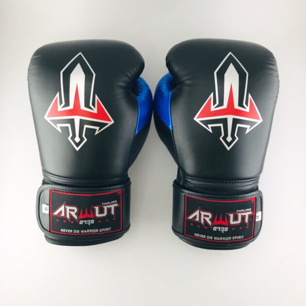 ARWUT “BLACK EDITION” MUAY THAI BOXING GLOVES BG2 BLACK/BLUE-grizzshop