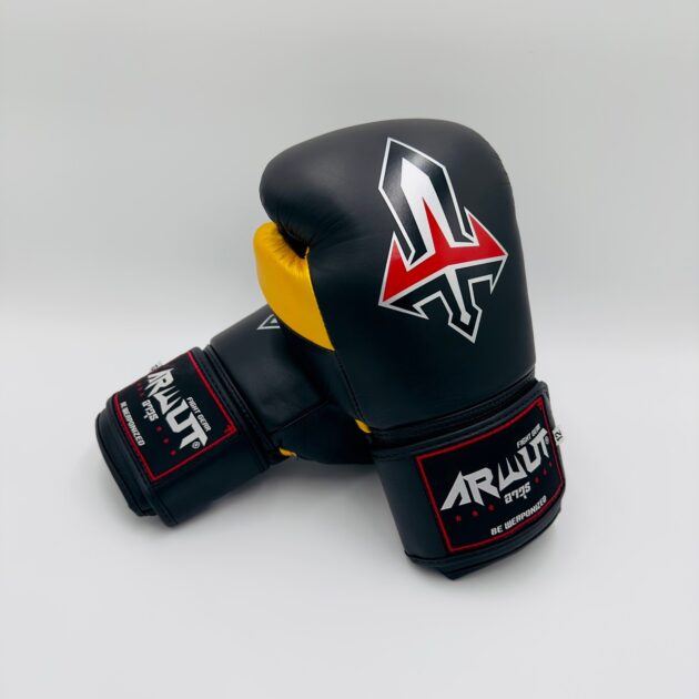 ARWUT “BLACK EDITION” MUAY THAI BOXING GLOVES BG2 BLACK/GOLD-grizzshop