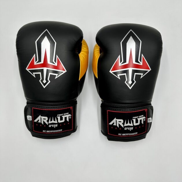 ARWUT “BLACK EDITION” MUAY THAI BOXING GLOVES BG2 BLACK/GOLD-grizzshop