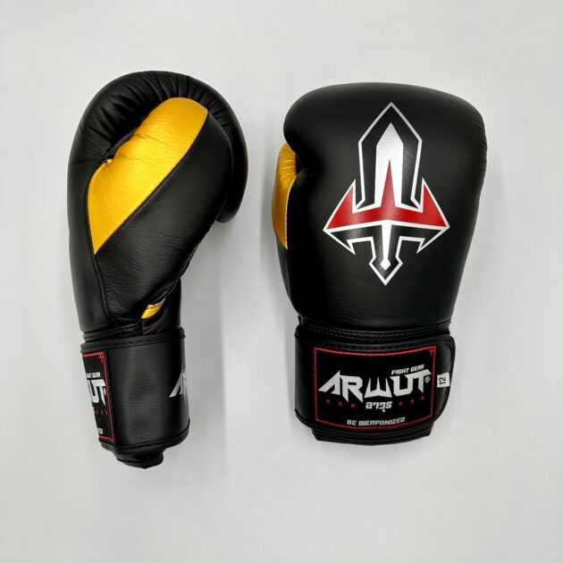 ARWUT “BLACK EDITION” MUAY THAI BOXING GLOVES BG2 BLACK/GOLD-grizzshop