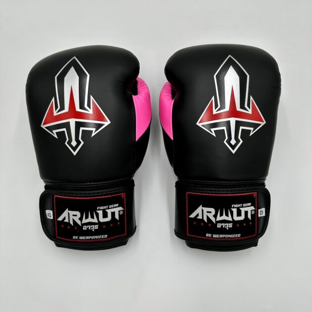 ARWUT “BLACK EDITION” MUAY THAI BOXING GLOVES BG2 BLACK/PINK-grizzshop