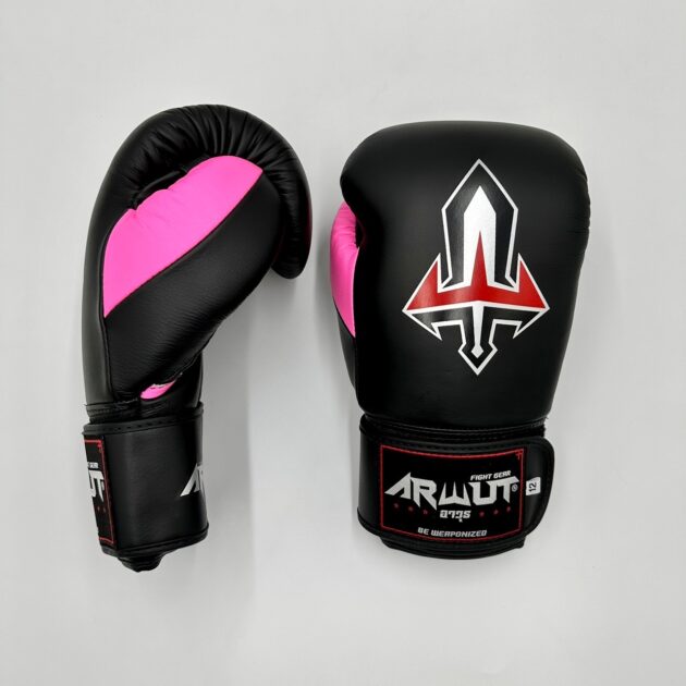 ARWUT “BLACK EDITION” MUAY THAI BOXING GLOVES BG2 BLACK/PINK-grizzshop