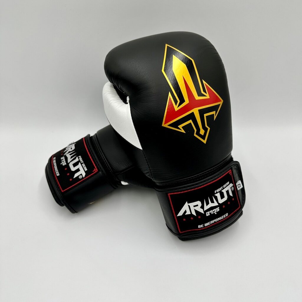 ARWUT “BLACK EDITION” MUAY THAI BOXING GLOVES BG2 BLACK/WHITE-grizzshop