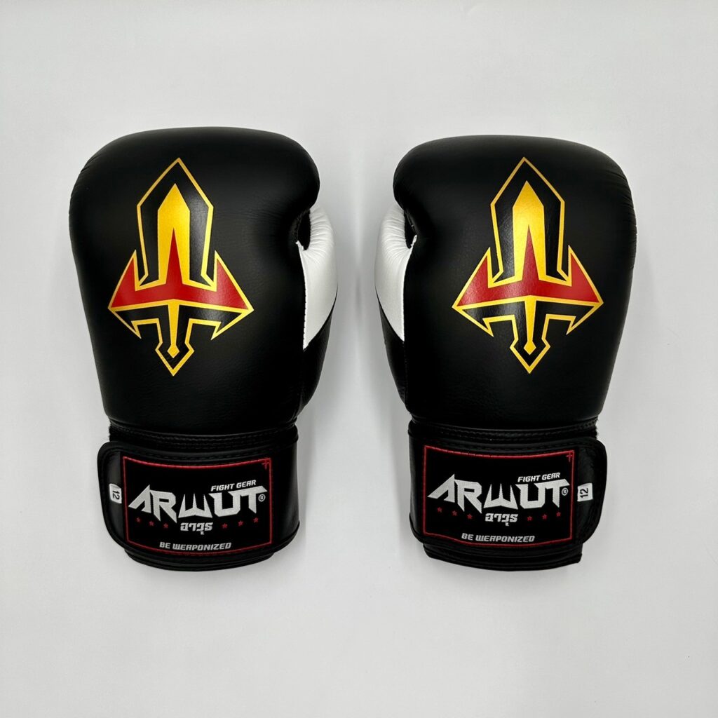ARWUT “BLACK EDITION” MUAY THAI BOXING GLOVES BG2 BLACK/WHITE-grizzshop