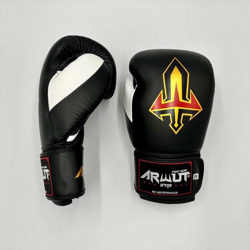 ARWUT “BLACK EDITION” MUAY THAI BOXING GLOVES BG2 BLACK/WHITE-grizzshop