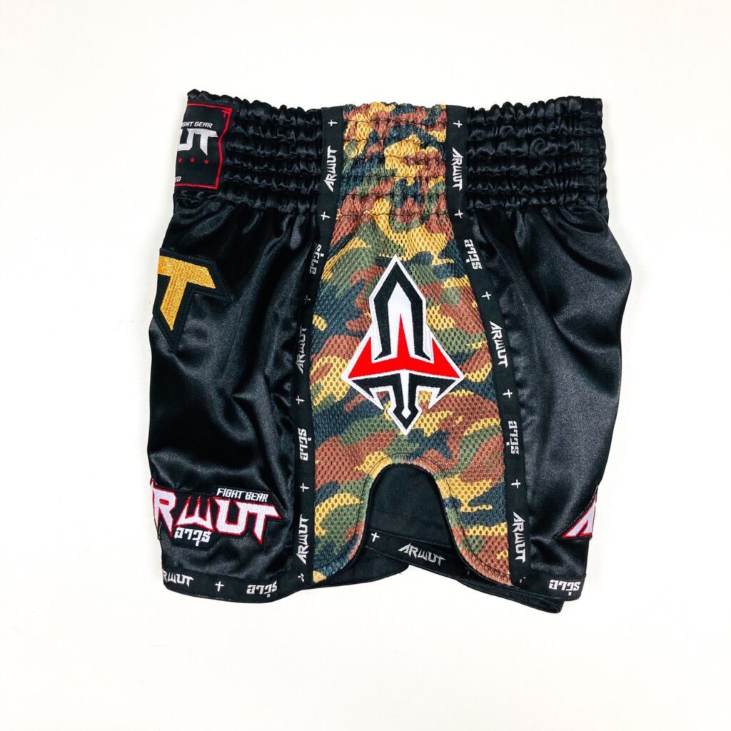 ARWUT CAMO EDITION MUAY THAI SHORTS BS2 BLACK/YELLOW CAMO-grizzshop