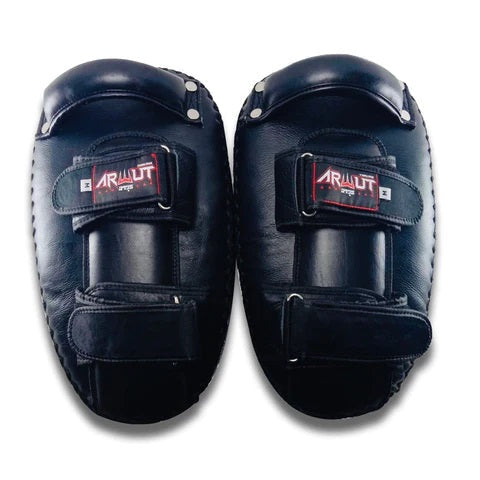 ARWUT CURVED KICK PADS KP1 BLACK (GENUINE LEATHER)-grizzshop