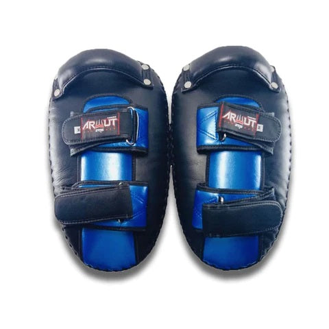 ARWUT CURVED KICK PADS KP1 BLACK/BLUE (GENUINE LEATHER)-grizzshop