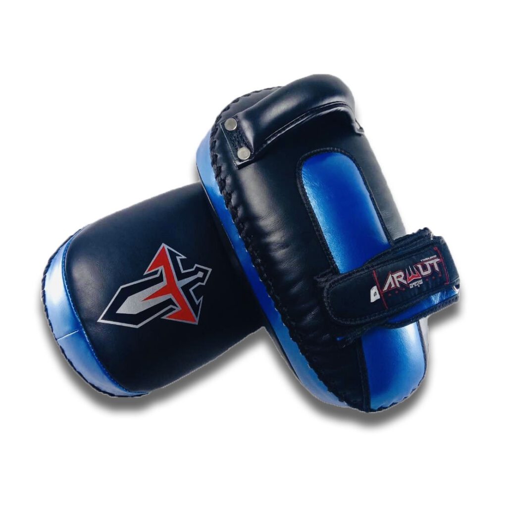 ARWUT CURVED KICK PADS KP1 BLACK/BLUE (GENUINE LEATHER)-grizzshop