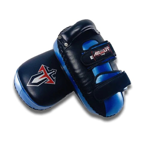 ARWUT CURVED KICK PADS KP1 BLACK/BLUE (GENUINE LEATHER)-grizzshop