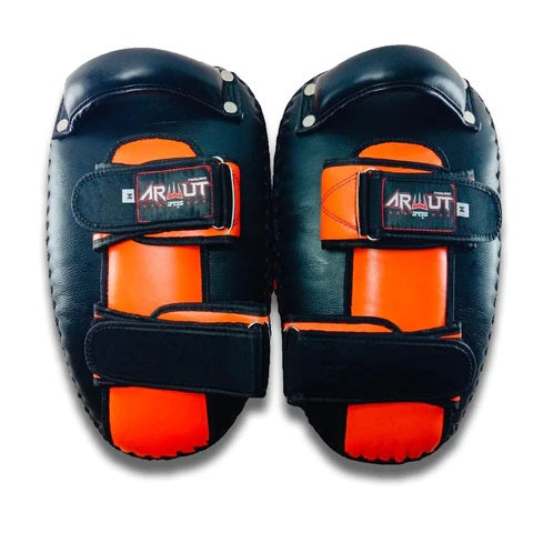 ARWUT CURVED KICK PADS KP1 BLACK/ORANGE (GENUINE LEATHER)-grizzshop