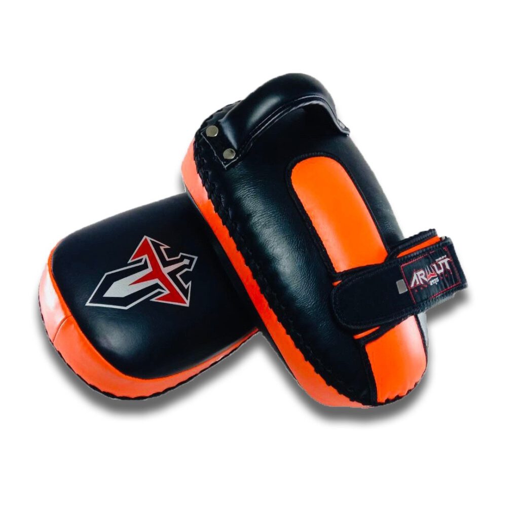 ARWUT CURVED KICK PADS KP1 BLACK/ORANGE (GENUINE LEATHER)-grizzshop