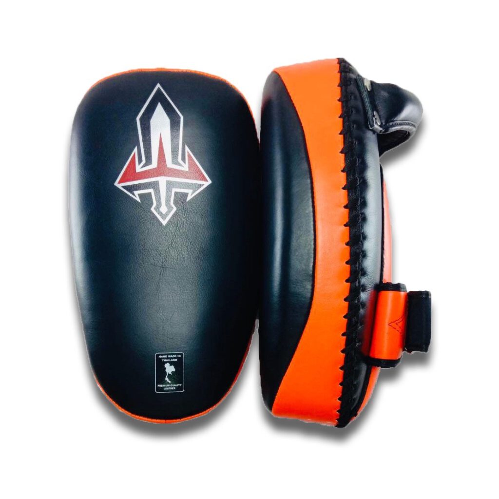 ARWUT CURVED KICK PADS KP1 BLACK/ORANGE (GENUINE LEATHER)-grizzshop