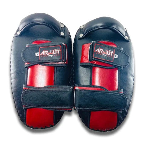 ARWUT CURVED KICK PADS KP1 BLACK/RED (GENUINE LEATHER)-grizzshop