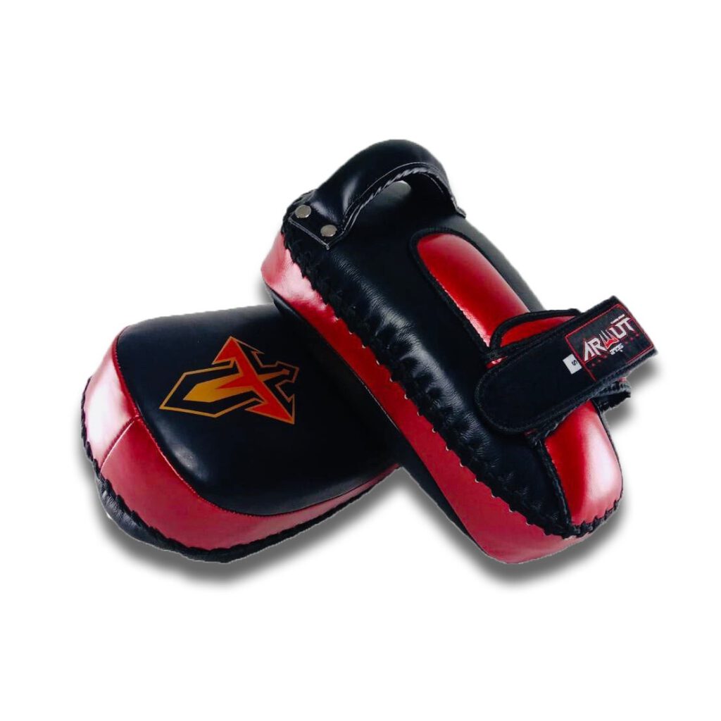 ARWUT CURVED KICK PADS KP1 BLACK/RED (GENUINE LEATHER)-grizzshop