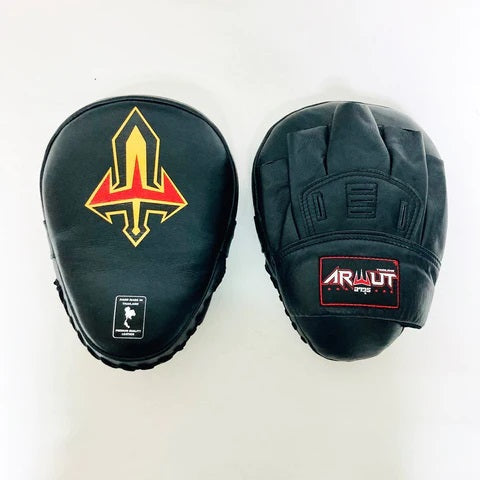 ARWUT FOCUS MITTS CURVED GENUINE LEATHER FMC1 BLACK-grizzshop